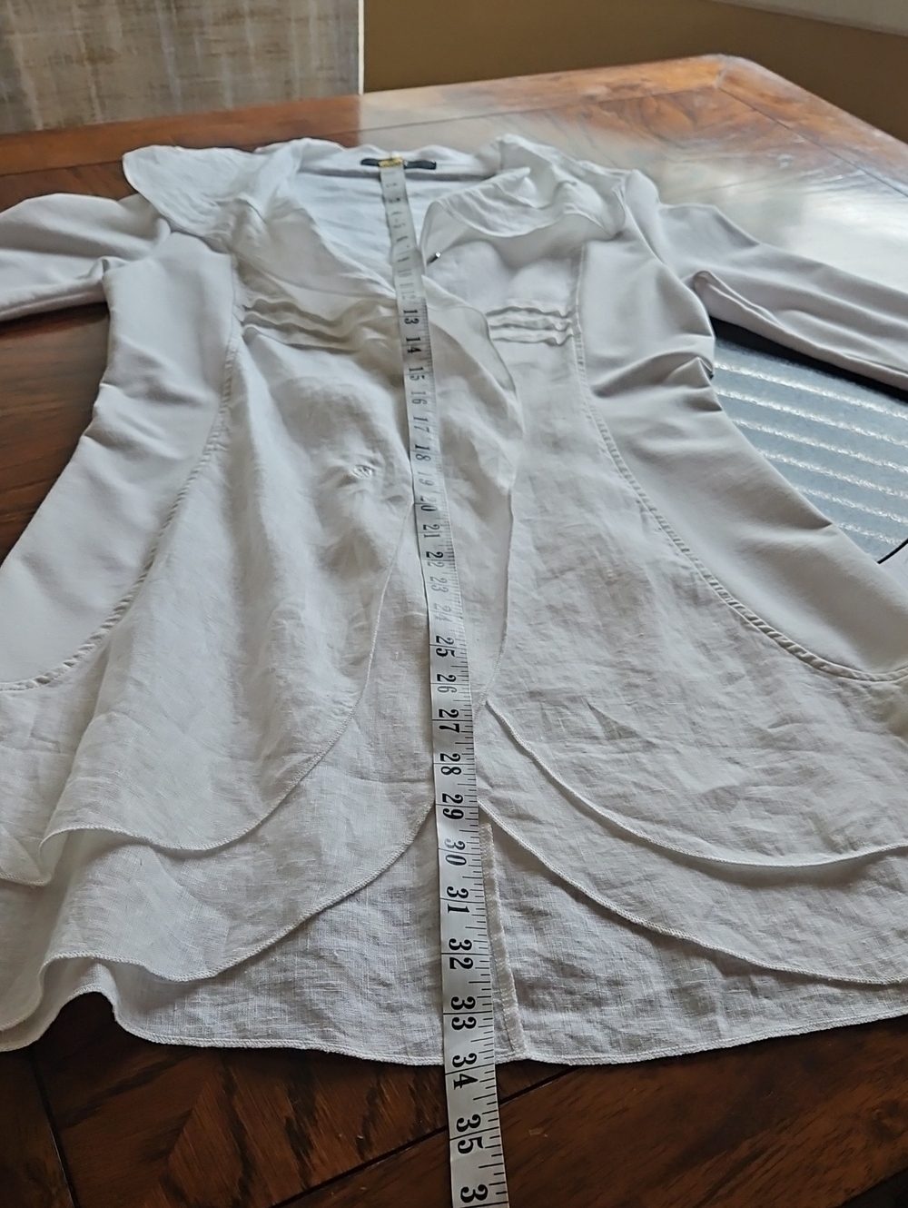 Yest White Linen/Cotton A-line Boho Chic Overshirt Blazer Size 4 - Picture 15 of 15